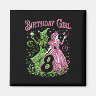 Aimant Enfants 8e Anniversaire Sorcière rose et verte 8 A