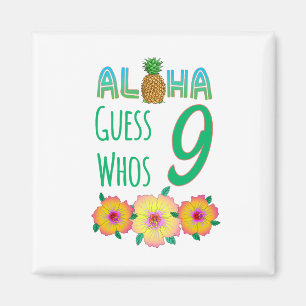 Aimant Enfants Aloha Tropical Luau 9 ans Anniversaire