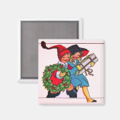 AIMANT ENFANTS AVEC CADEAUX DE NOËL (Recto/Verso)