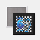 Aimant Enfants Bleu à Carreaux J'avais 6 ans Maintenant J (Recto/Verso)