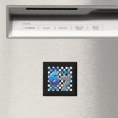 Aimant Enfants Bleu à Carreaux J'avais 6 ans Maintenant J (In Situ (Lave-vaisselle))