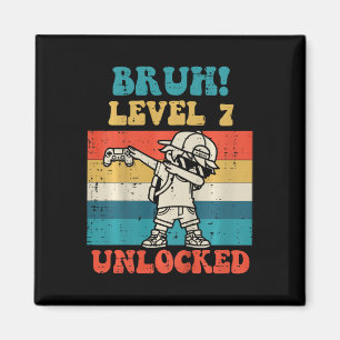 Aimant Enfants Bruh Niveau 7 Débloqué Gamer Dab Rétro 7èm