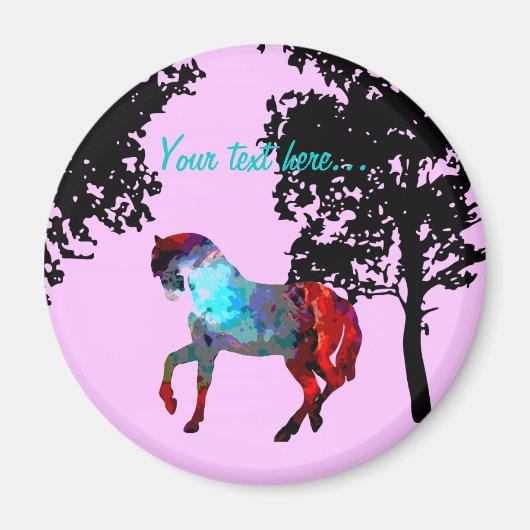 Aimant Enfants Cheval Rose (Devant)