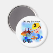 Aimant Enfants Construction 3e anniversaire T-shirts et c (Recto/Verso)