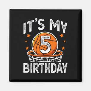 Aimant Enfants de 5 ans Basketball Sport 5e Anniversaire 