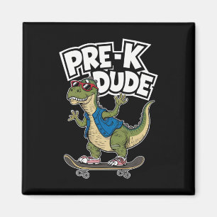 Aimant Enfants de maternelle en skateboard avec dinosaure