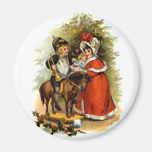 Aimant Enfants de Noël Vintage (Devant)