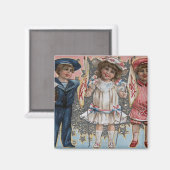 Aimant Enfants en bleu, blanc et rose (Recto/Verso)