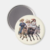 Aimant Enfants et chevaux victoriens (Recto/Verso)