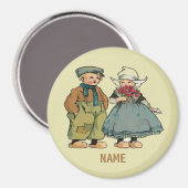 Aimant Enfants et fleurs hollandais, ajouter des noms (Recto/Verso)