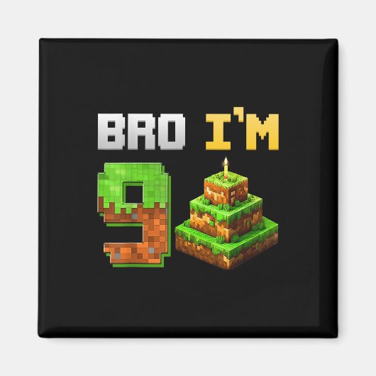Aimant Enfants Garçon Son 9e Anniversaire Jeu de Bro Pixe (Devant)