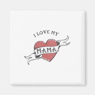 Aimant Enfants J'Aime Ma Mama Heart Tattoo Fête des mères