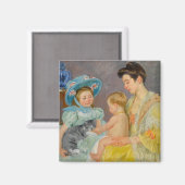 Aimant Enfants jouant avec un chat | Mary Cassatt (Recto/Verso)