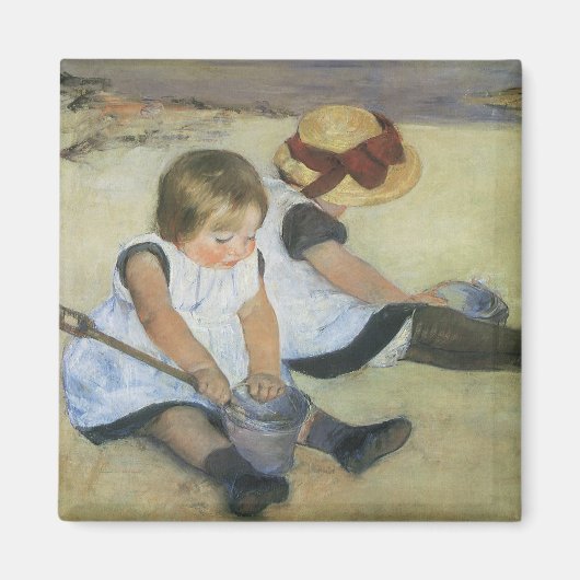 Aimant Enfants jouant sur la plage par Mary Cassatt (Devant)