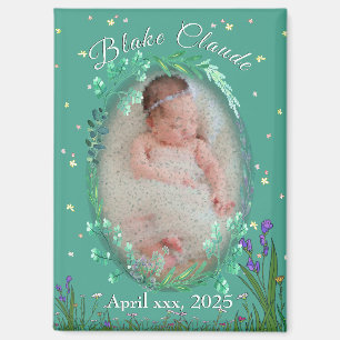 Aimant Enfants Mignons & Adorables - Turquoise Botanique