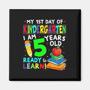 Aimant Enfants Mon premier jour de maternelle et j'ai 5 a