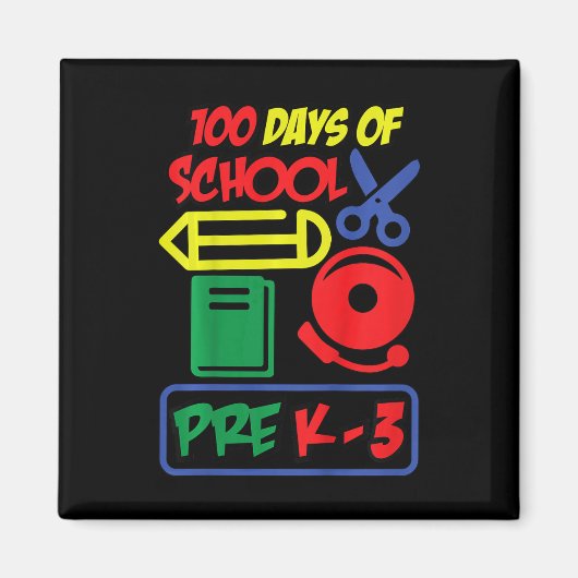 Aimant Enfants Pré K-3 - 100 Jours D'École (Devant)