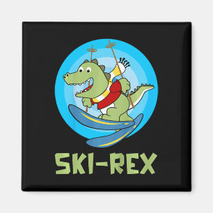 Aimant Enfants qui skient Ski-rex Dino Drôle Enfant Drôle