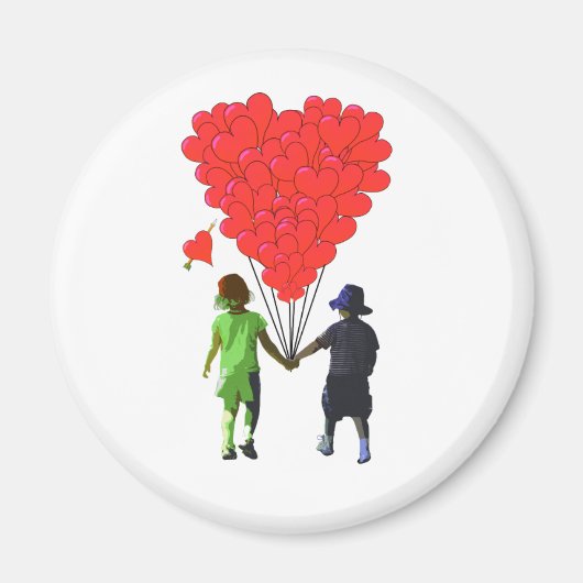 Aimant Enfants romantique conception de ballon cardiaque (Devant)