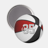 Aimant enfants rouge noir basket équipe couleurs (Recto/Verso)