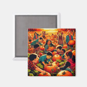 Aimant Enfants s'amuser à la Citrouille Patch Halloween (Recto/Verso)