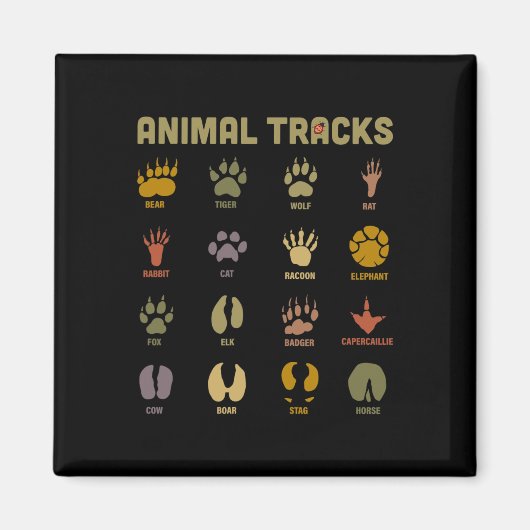 Aimant Enfants Sauvage Animaux Tracks Enfants Apprendre (Devant)