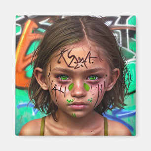 Aimant Enfants tribaux Fille futuriste urbaine aux yeux