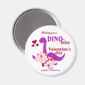 Aimant Enfants Valentines Day Dino-mite Girly Dinosaur (Recto/Verso)