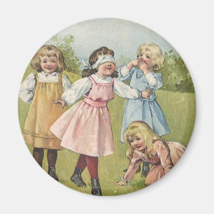 Aimant Enfants victoriens vintage jouent à Colin-Maillard