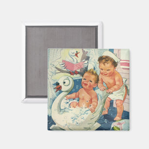 Aimant Enfants vintages Jouer avec des bulles dans la bai