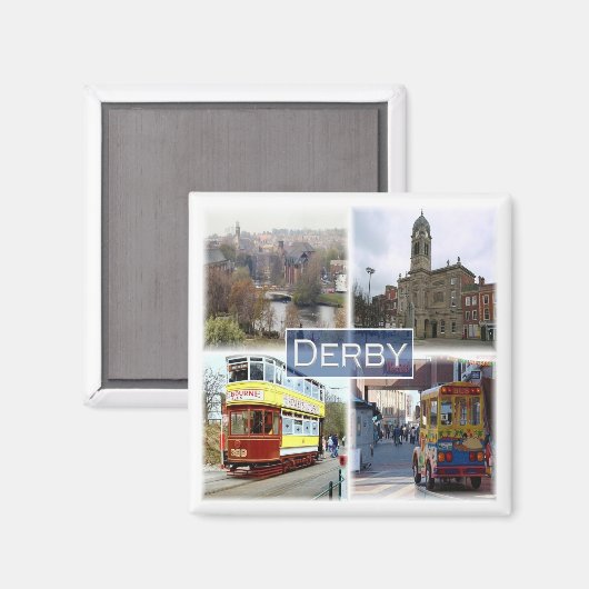 Aimant ENG033 DERBY, Angleterre, Europe, Réfrigérateur (Recto/Verso)