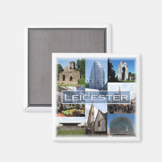 Aimant ENG043 LEICESTER, Angleterre, Europe, Réfrigérateu (Recto/Verso)