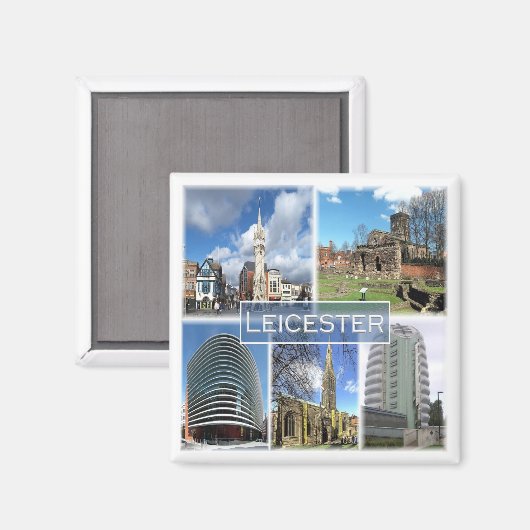 Aimant ENG044 LEICESTER, Angleterre, Europe, Réfrigérateu (Recto/Verso)
