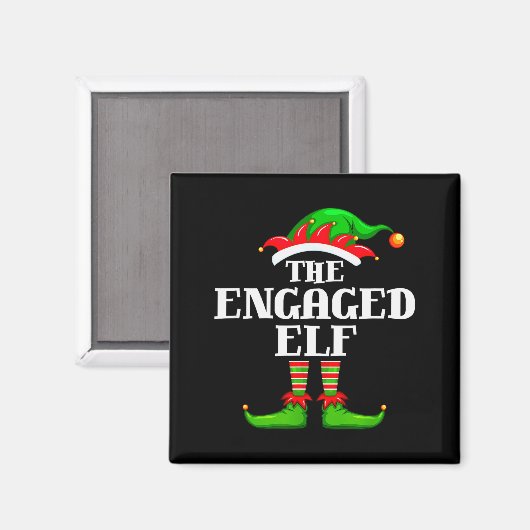 Aimant Engaged Elf Matching Family Group Christmas Party  (Recto/Verso)