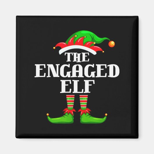 Aimant Engaged Elf Matching Family Group Christmas Party  (Devant)