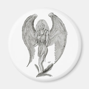 Aimant Engel Bleistiftzeichnung Design noir et blanc