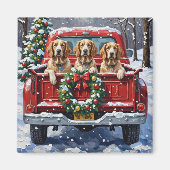 Aimant English Setter Christmas Red Truck Holiday (Devant)