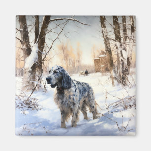 Aimant English Setter Qu'il neige Noël