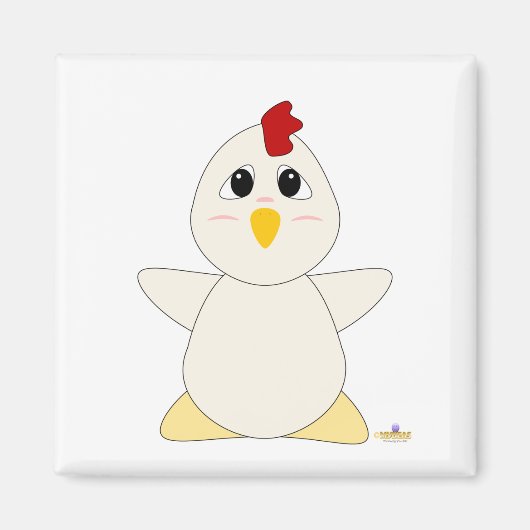 Aimant Énorme poulet blanc (Devant)