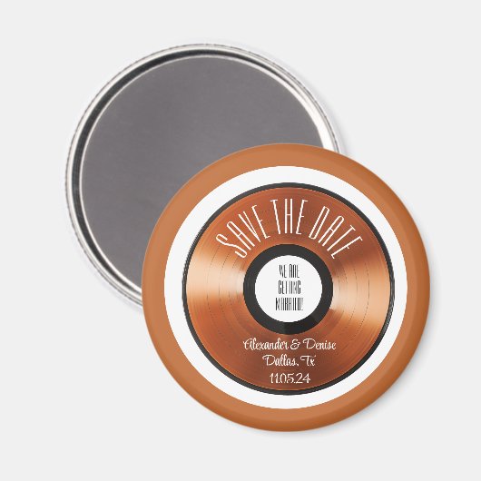 Aimant Enregistrement en vinyle orange rétro en terre cui (Recto/Verso)