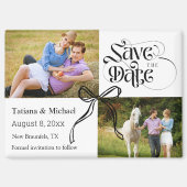 Aimant enregistrer la date 2 photos coquette arc ruban mo (Recto)