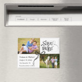 Aimant enregistrer la date 2 photos coquette arc ruban mo (In Situ (Lave-vaisselle))