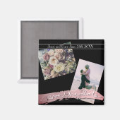 Aimant Enregistrer la date 2 photos personnalisées en noi (Recto/Verso)