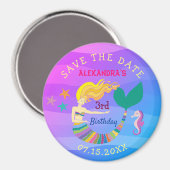 Aimant Enregistrer La Date Anniversaire Mignonne Sirène (Recto/Verso)