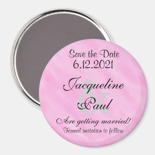 Aimant Enregistrer la date Aquarelle blanche rose pâle (Recto/Verso)