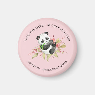 Aimant Enregistrer la date Baby shower Floral Panda