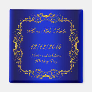 Aimant ENREGISTRER LA DATE Bleu Royal Or