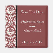 Aimant Enregistrer La Date - Burgundy Classic Damask (Devant)