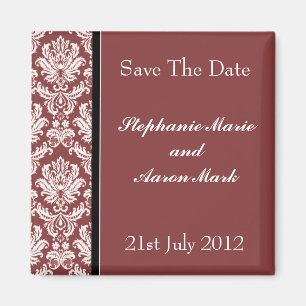 Aimant Enregistrer La Date - Burgundy Classic Damask