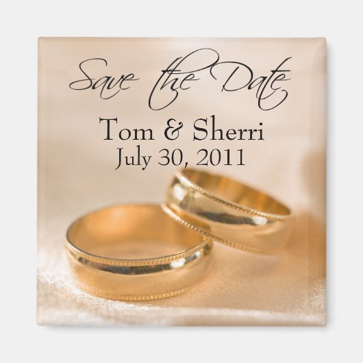 Aimant Enregistrer la date Custom Gold Bands Mariages Mag (Devant)